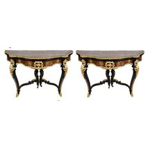Rare pair 19th Century French Boulle card tables